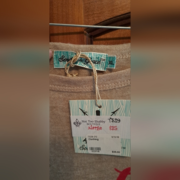 Ladies "Christmas With My Tribe" Top By Southern Grace XL Long Sleeve Tulle Lace - Picture 2 of 7